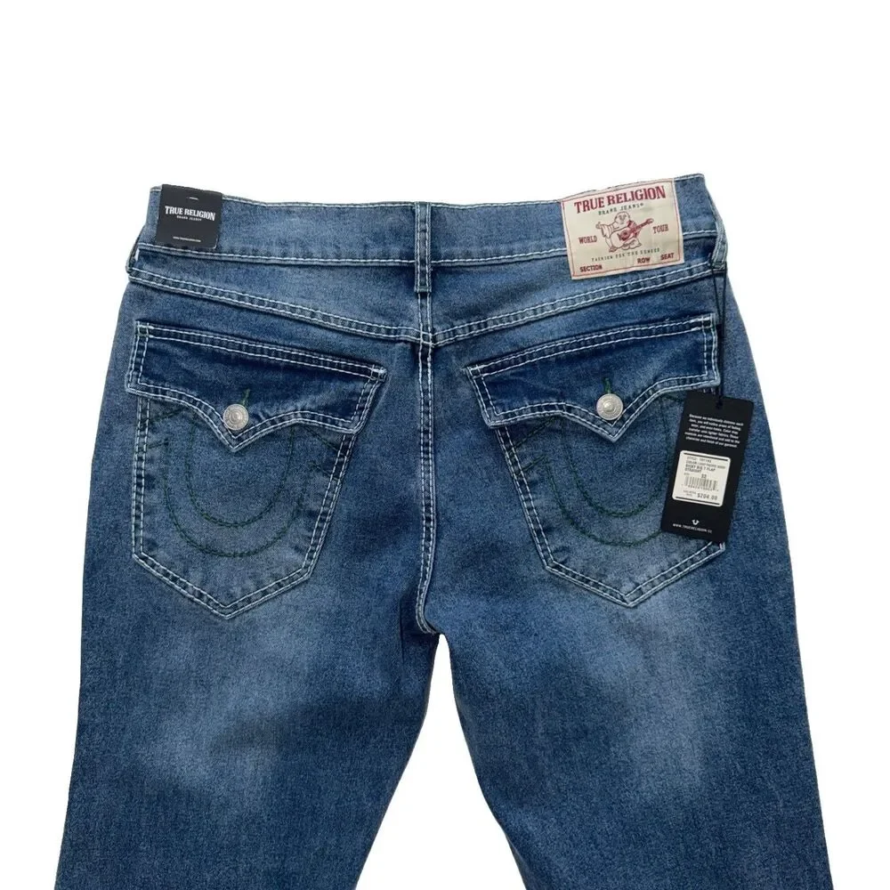 $204 True Religion Jeans Men's 32x34 Ricky Big T Flap Relaxed Straight Denim NWT